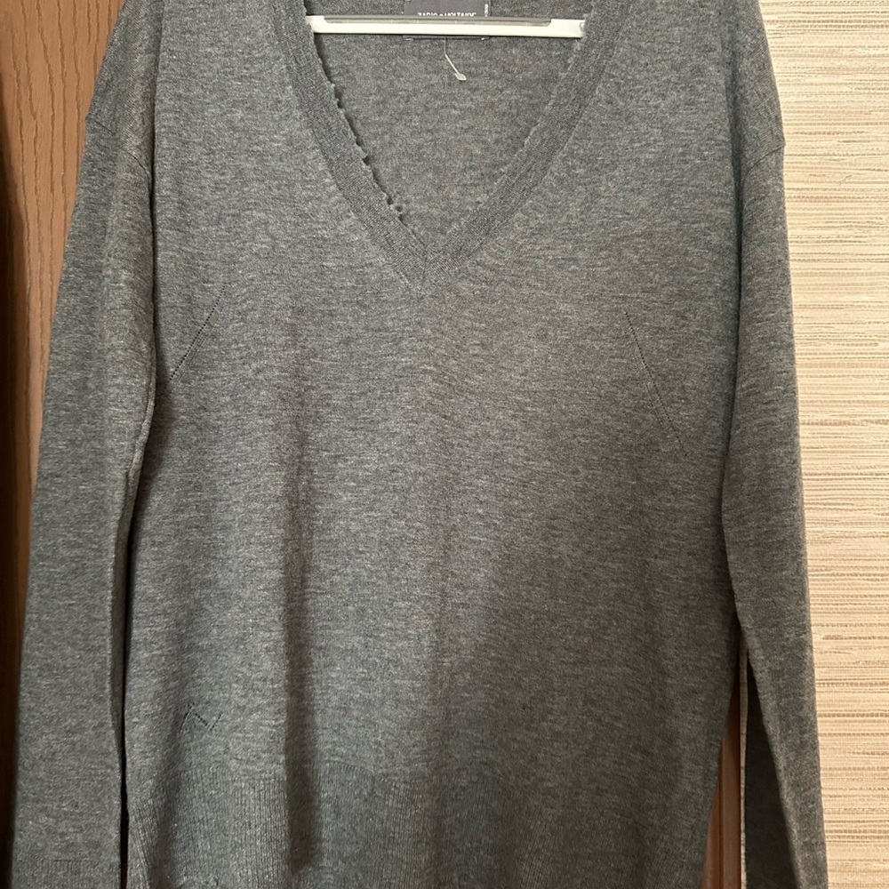 Zadig & Voltaire Gray V-Neck Sweater